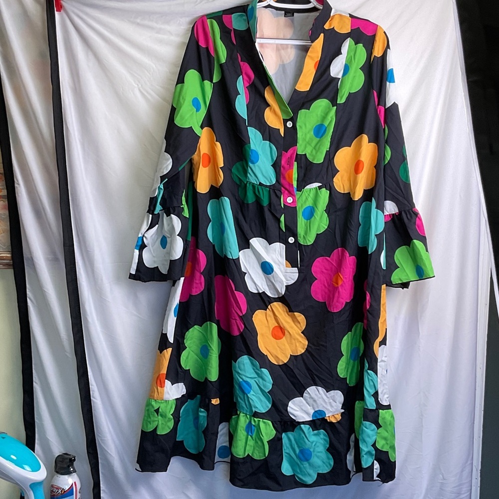 SHEIN Colorful Floral Midi Dress